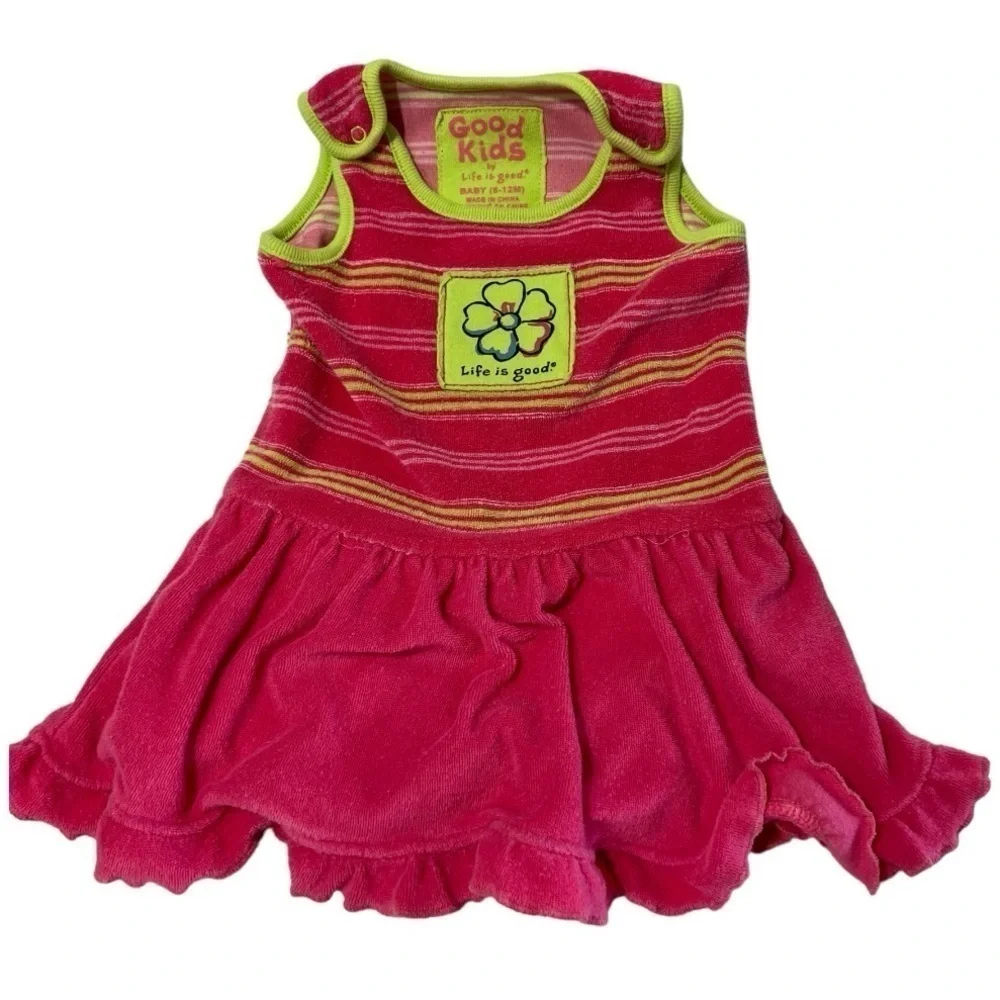 Life is Good Infant Girl Terry Cloth Romper/Swim Suit Coverup. Size 6-12 Months